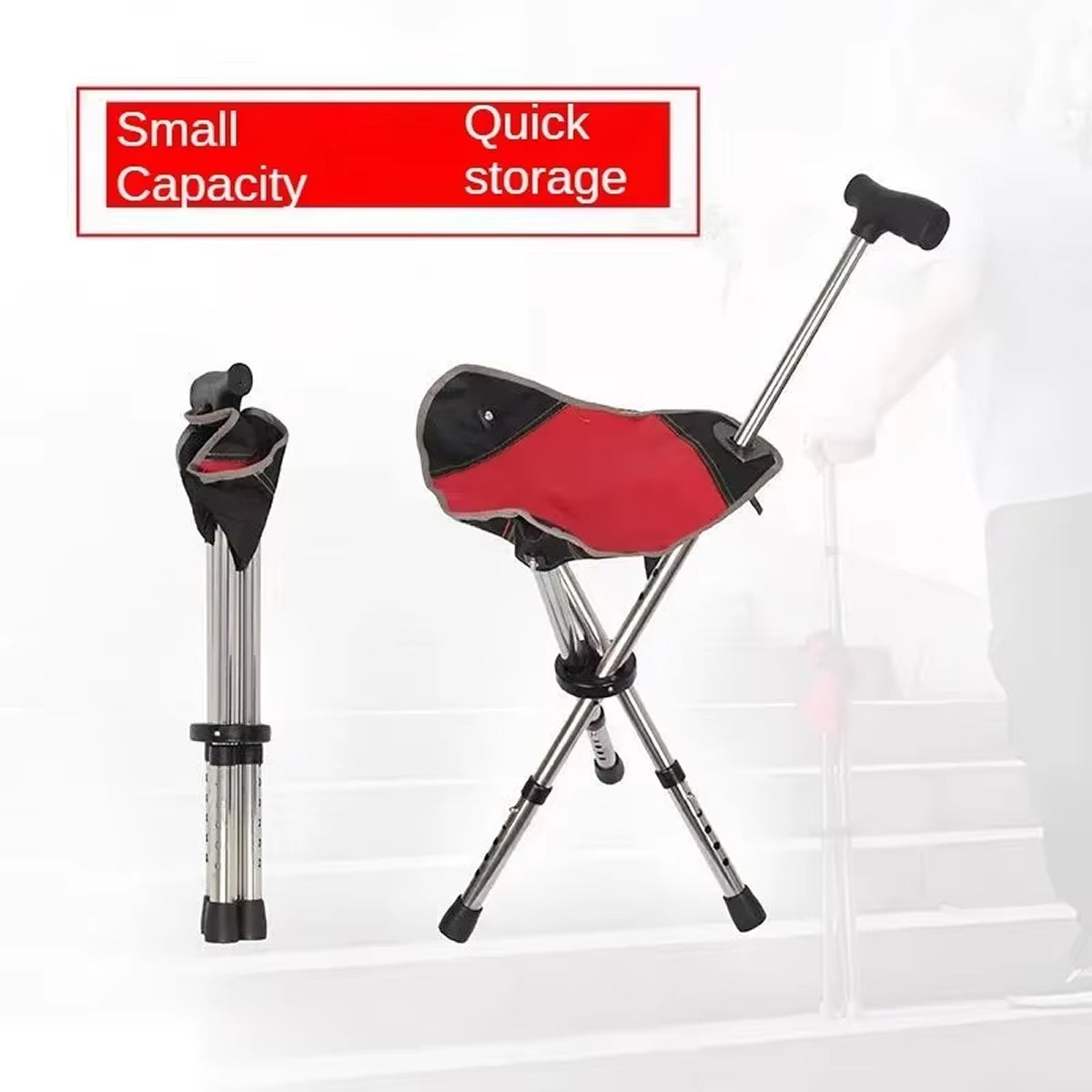 Restixi 2-in-1 Folding Walking Stick Seat for Mobility