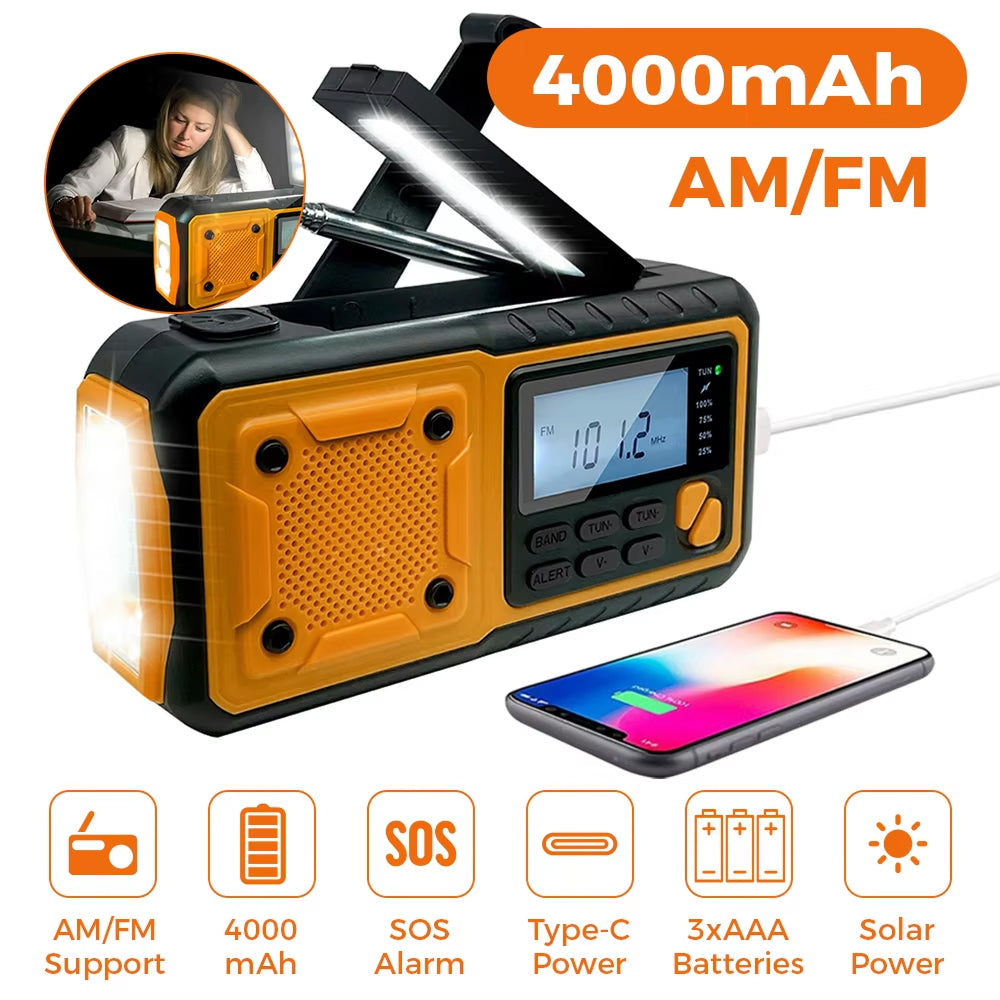 SafeNetto Hand Crank Radio | Emergency Weather Radio & Power Bank