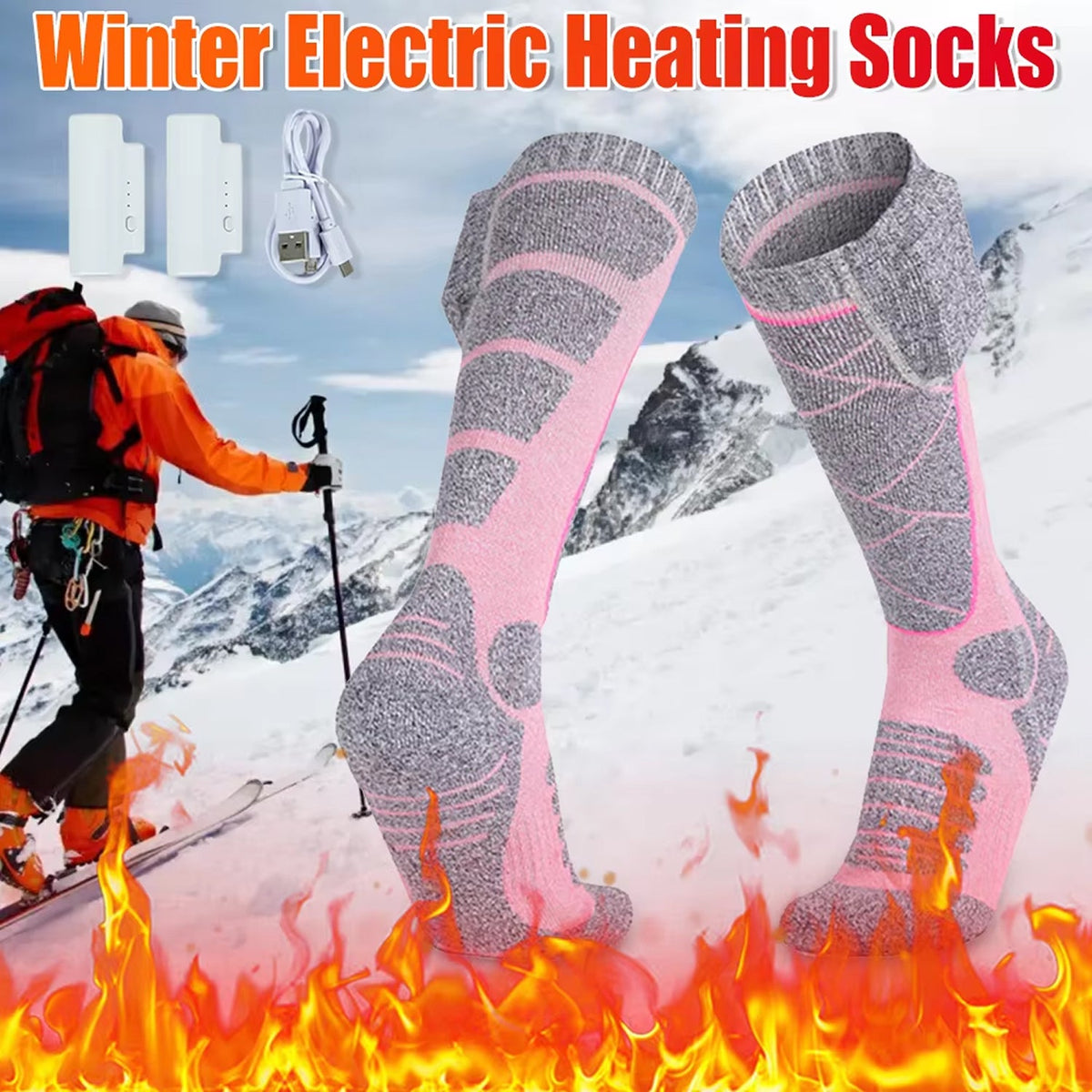 SkiHeati Rechargeable Heated Ski Socks for Winter Sports & Hiking