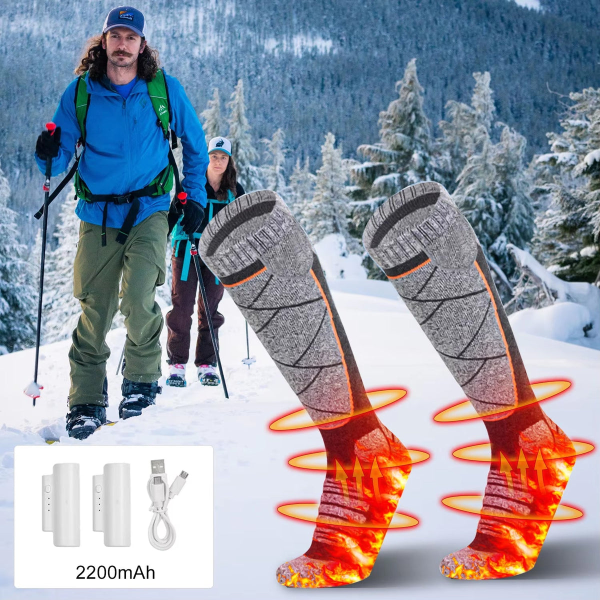 SkiHeati Rechargeable Heated Ski Socks for Winter Sports & Hiking