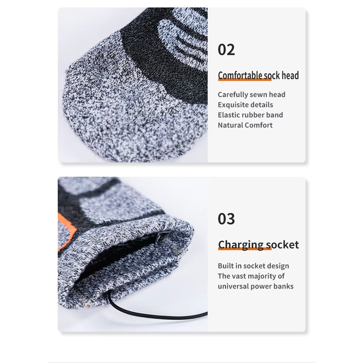 SkiHeati Rechargeable Heated Ski Socks for Winter Sports & Hiking