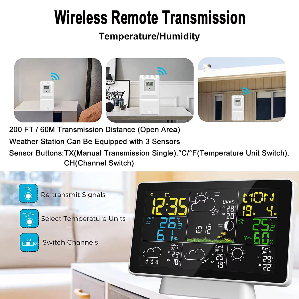 Skyrenux WiFi Outdoor Weather Station with App & Multi-Zone Sensors