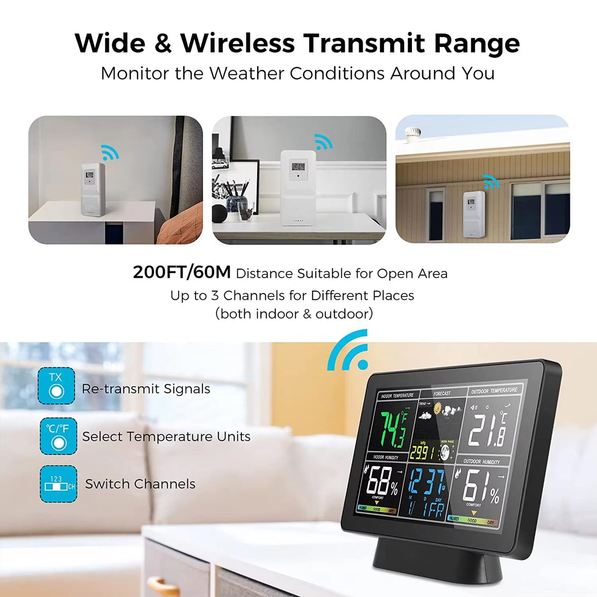 Skyrenux WiFi Outdoor Weather Station with App & Multi-Zone Sensors