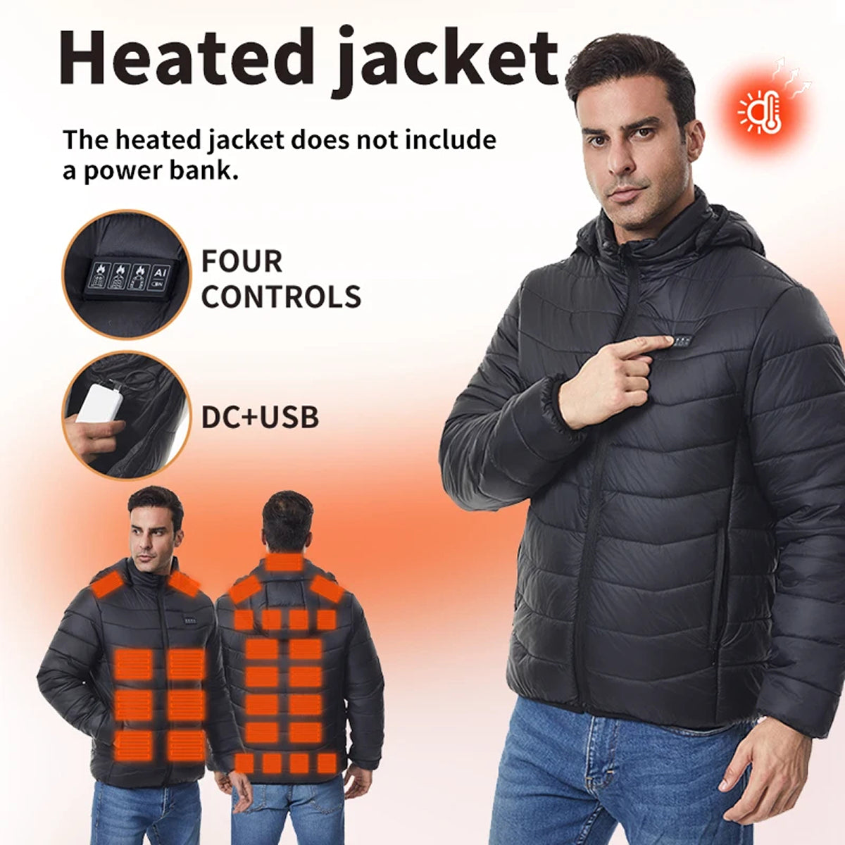 SolueMax Men's 27-Zone Heated Jacket | All-Weather Thermal Puffer