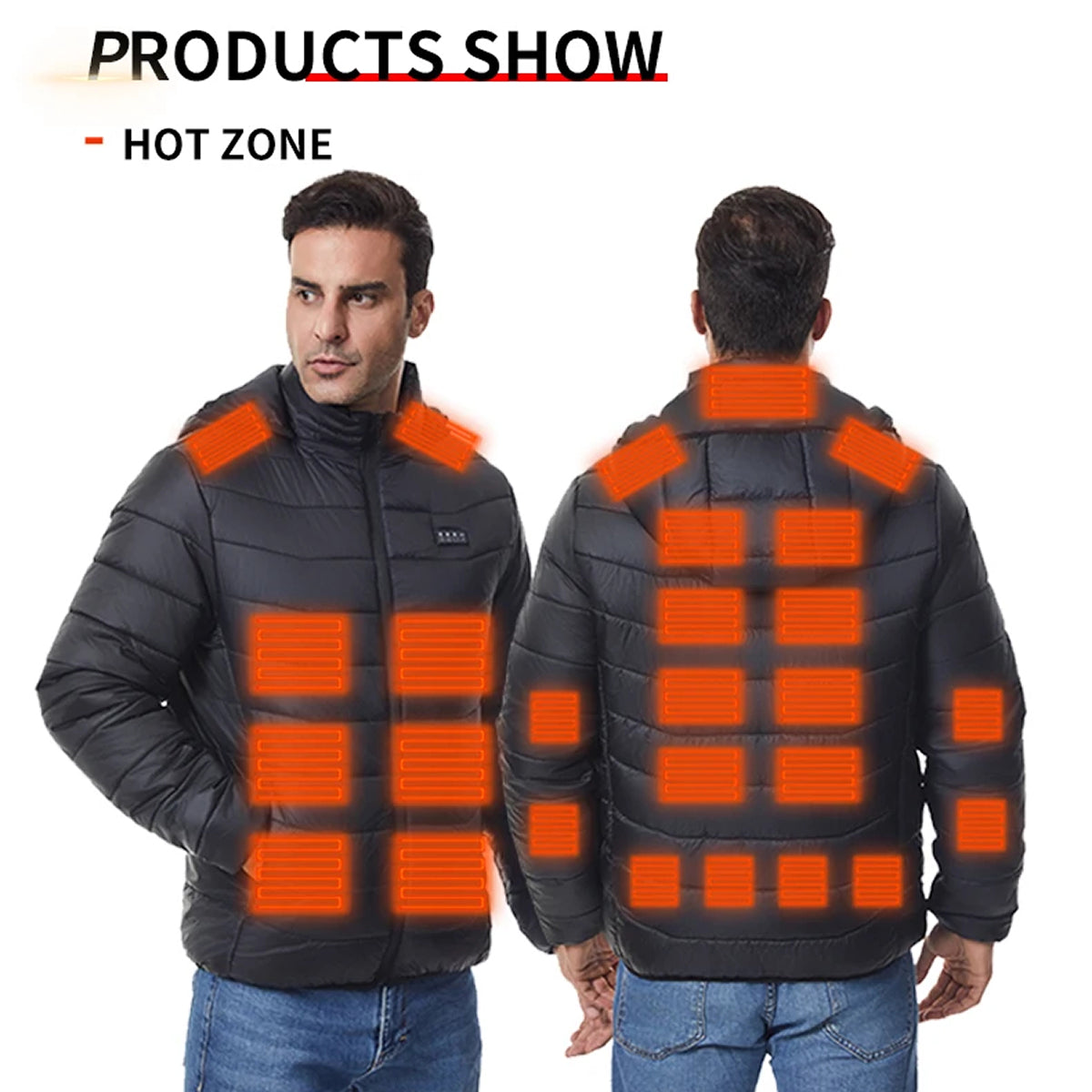 SolueMax Men's 27-Zone Heated Jacket | All-Weather Thermal Puffer
