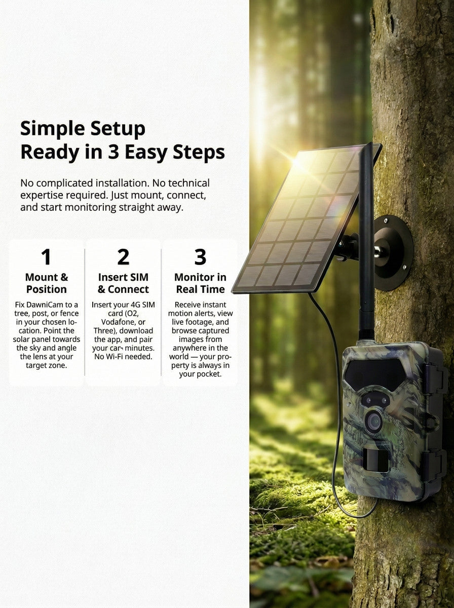 DawniCam 4G Solar Wildlife & Security Camera UK