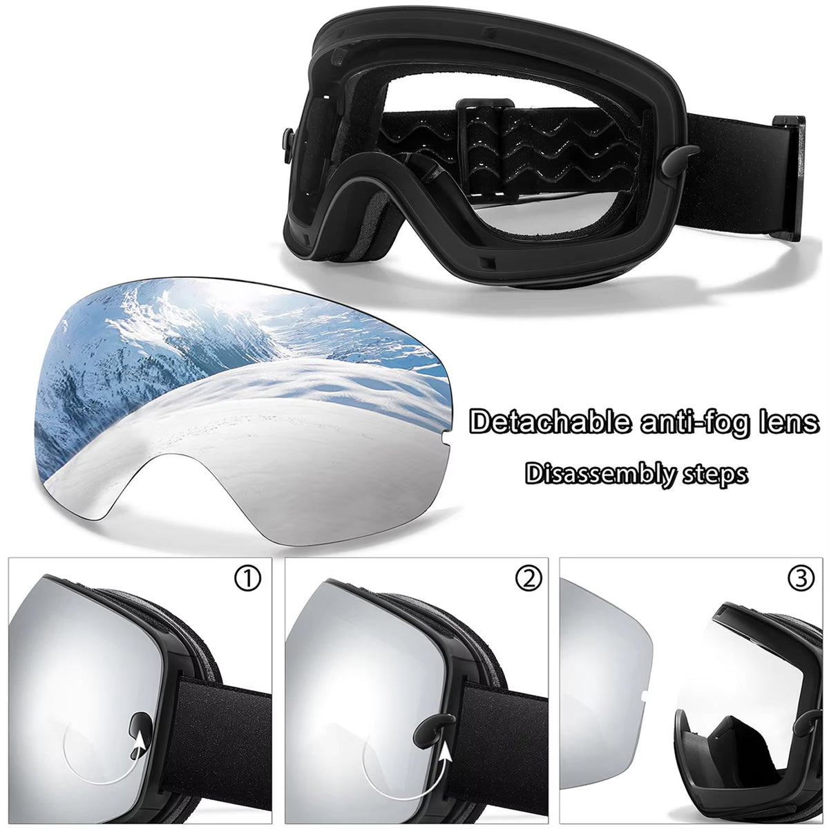 VisoSlax OTG Ski & Snowboard Goggles | Anti-Fog Dual Lens