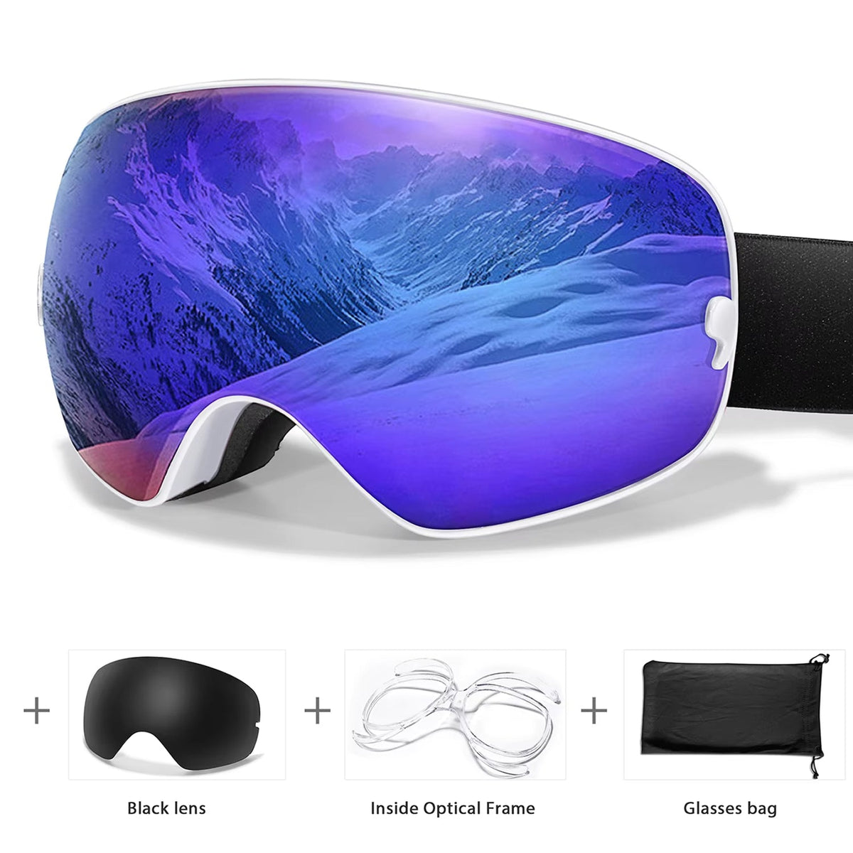 VisoSlax OTG Ski & Snowboard Goggles | Anti-Fog Dual Lens