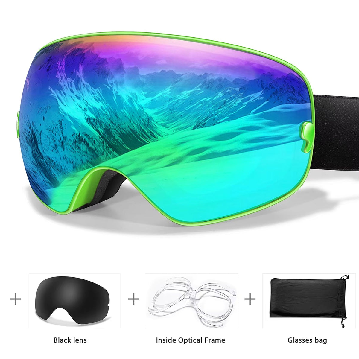 VisoSlax OTG Ski & Snowboard Goggles | Anti-Fog Dual Lens