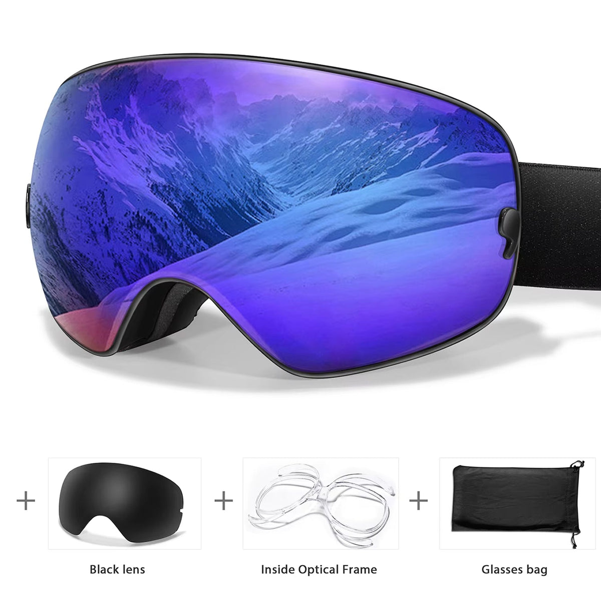 VisoSlax OTG Ski & Snowboard Goggles | Anti-Fog Dual Lens