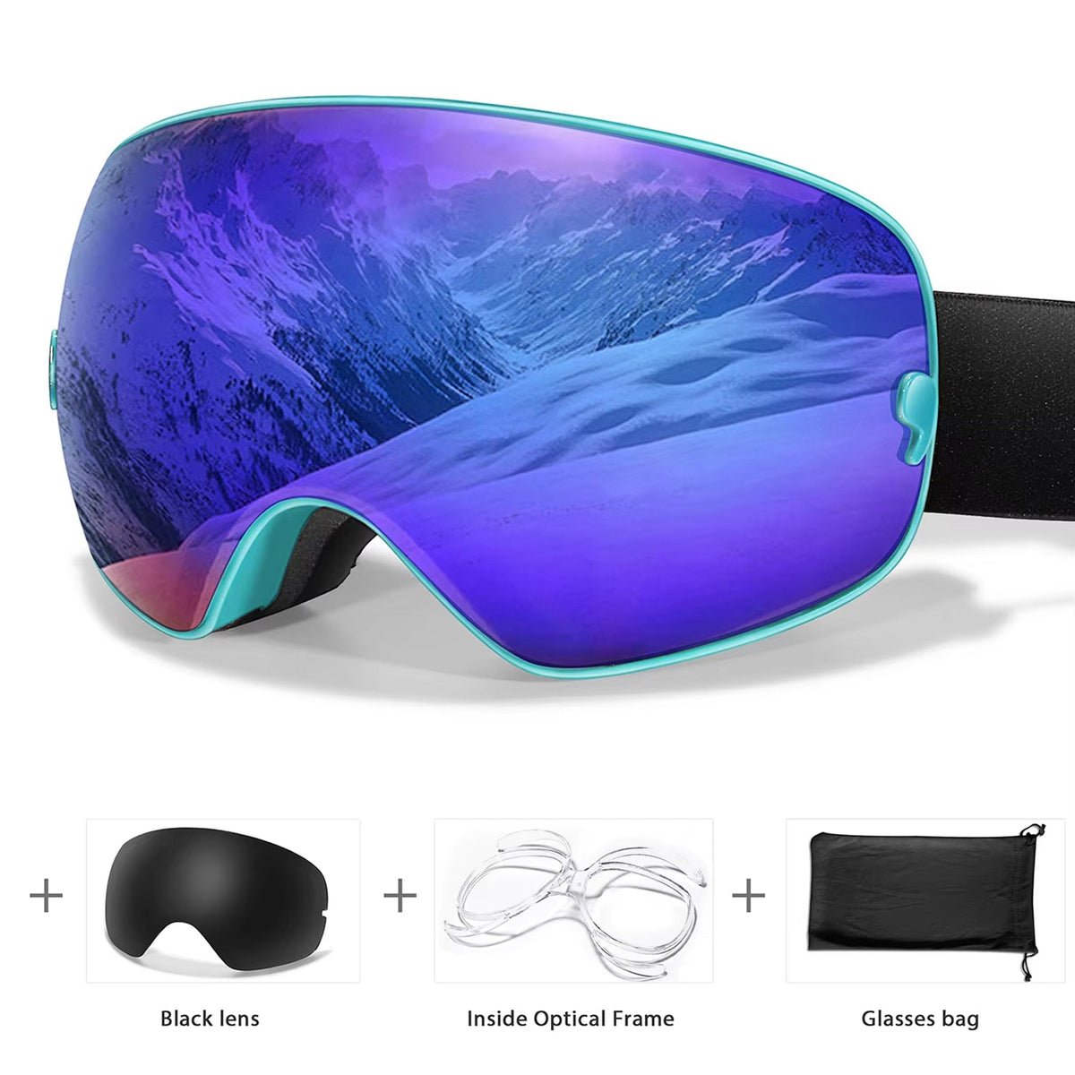 VisoSlax OTG Ski & Snowboard Goggles | Anti-Fog Dual Lens