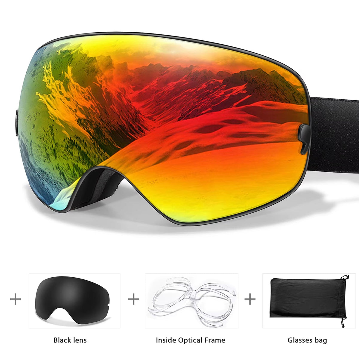 VisoSlax OTG Ski & Snowboard Goggles | Anti-Fog Dual Lens