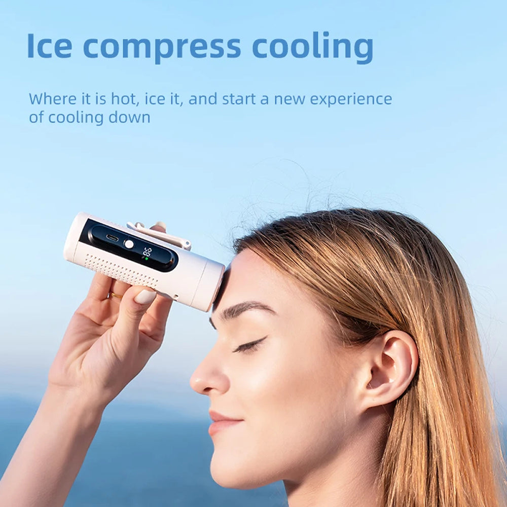 WindyonGo Mini Handheld Fan with Ice Ceramic Cooling Plate